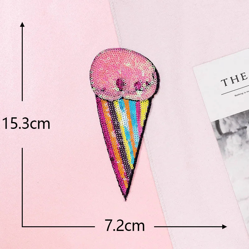 Trendy Sparkling Sequin Patches Iron on Cherry Watermelon Grape Shiny Fruit Sequin Patch for Girl Bag Pants Clothing Patches