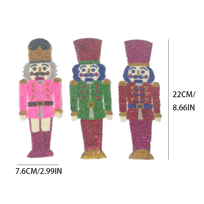 Popular Large Sequin Patches Heat Press Wholesale Hoodie Clothing Nutcracker Iron on Patch for Women Sweatshirt Jeans
