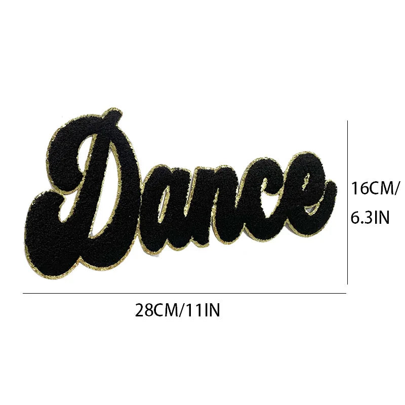 Wholesale Heat Transfer Chenille Patch Hoodies Letters Patches Chenille Colorful Dance Iron on Patch for Clothes