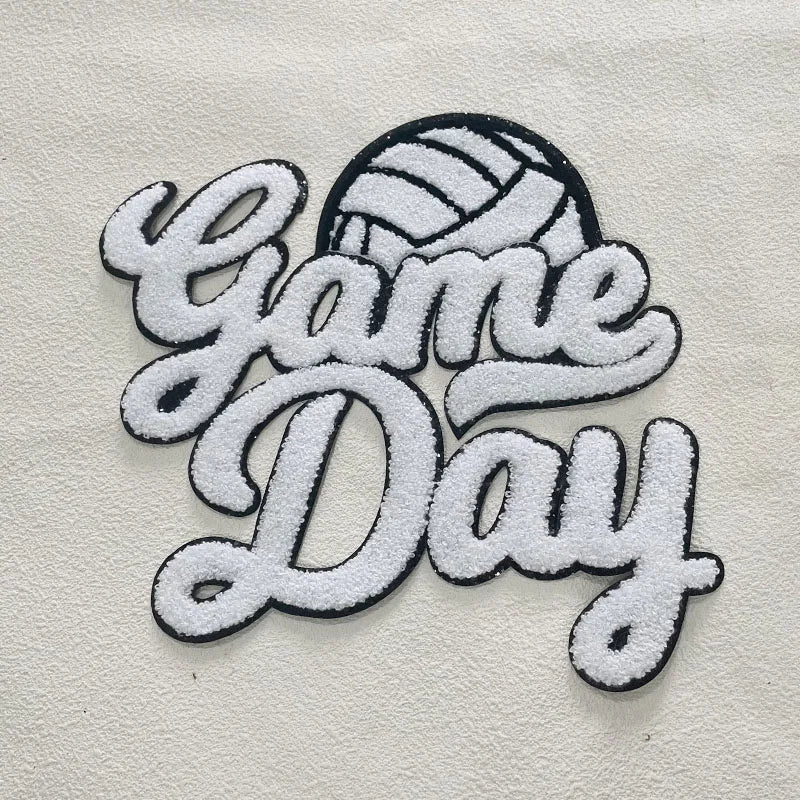 Fashion Large Sports Game Day Volleyball Soccer Softball Iron on Letter Patches Game Day Basketball Chenille Patch for Women Man