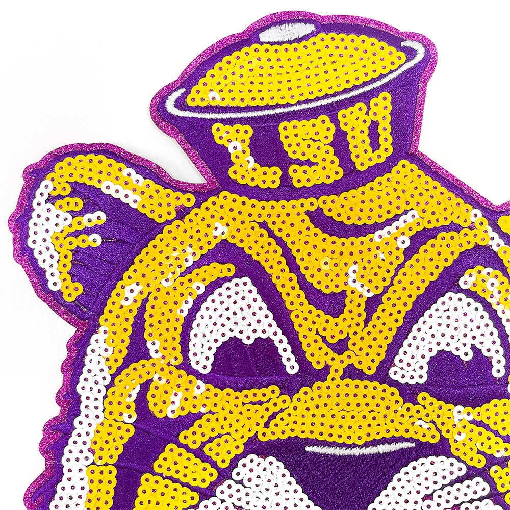 Purple Orange LSU TigerSequin Patches