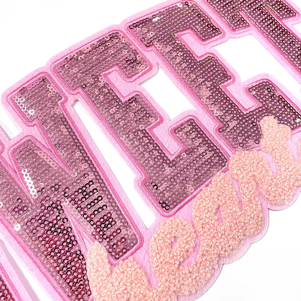 Wholesale Big Decorative New Year Patch Sweet Heart Word Iron on Sequin Patches Class of 2025 for Clothing Bag