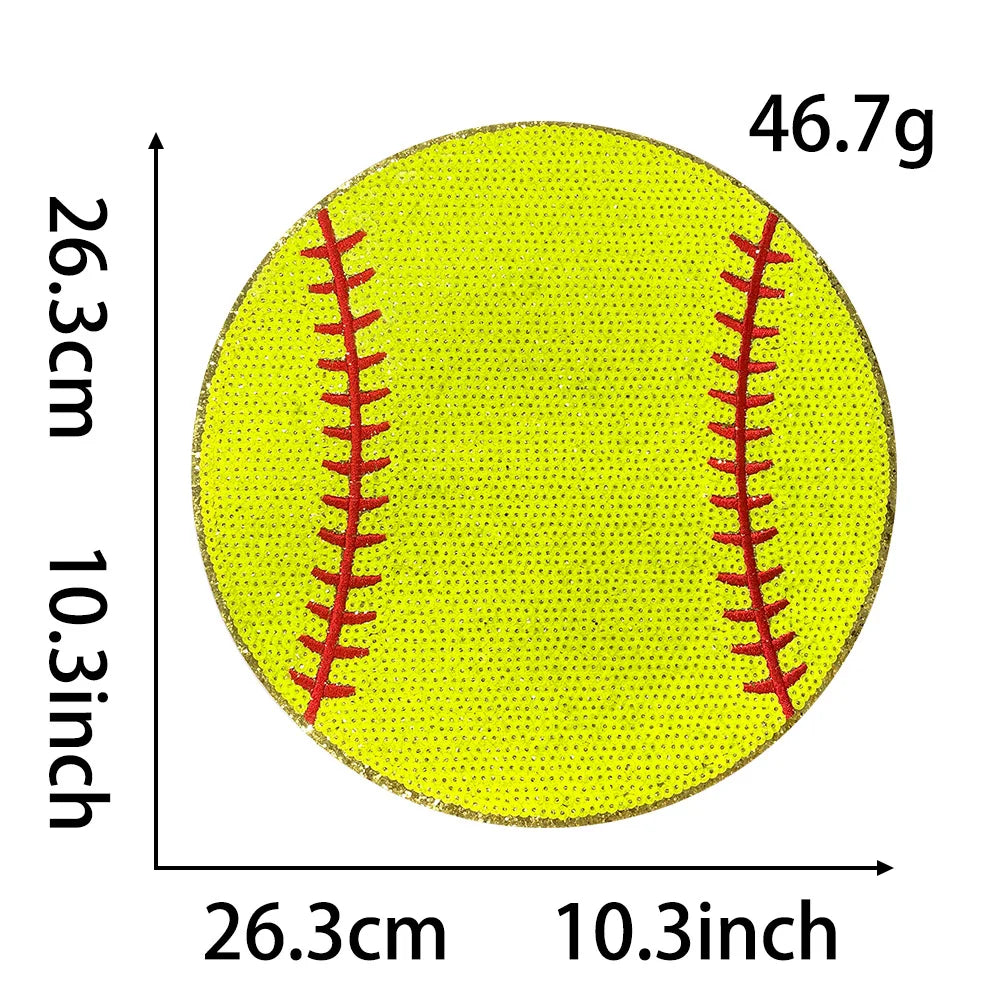 Trendy Game Day Chenille Sequin Football Iron on Patches Softball Baseball Soccer Tennis Ball Custom Sequin Patch for Clothing