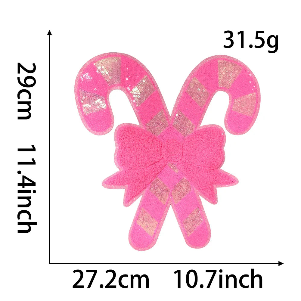 Wholesale Holly Jolly Bow Elk Tree Holiday Chenille Patches Heat Press Custom Sequin Christmas Iron on Patches for Women Man