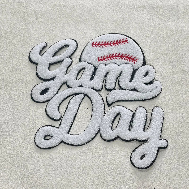 Fashion Large Sports Game Day Volleyball Soccer Softball Iron on Letter Patches Game Day Basketball Chenille Patch for Women Man