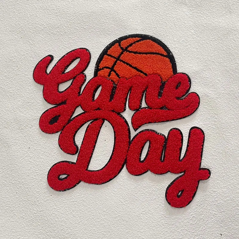 Fashion Large Sports Game Day Volleyball Soccer Softball Iron on Letter Patches Game Day Basketball Chenille Patch for Women Man