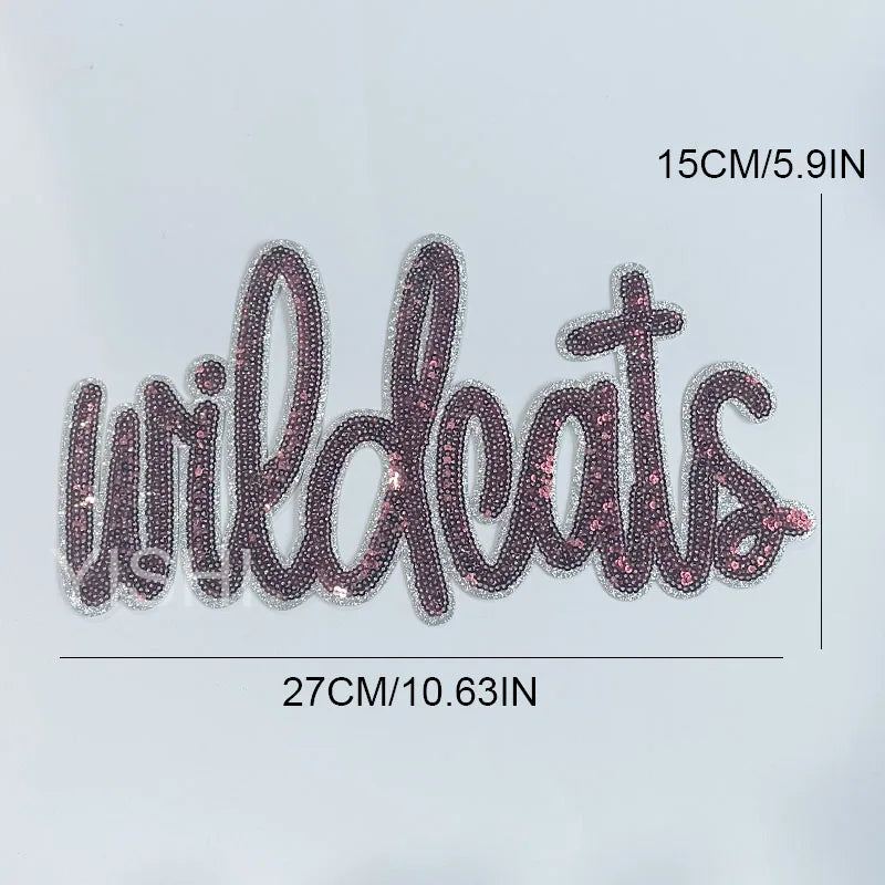 Fashion Iron on Large Sequin Patches Heat Press Wholesale Hoodie Clothing Sequin Letter Patches for Women Man Sweatshirt Jeans