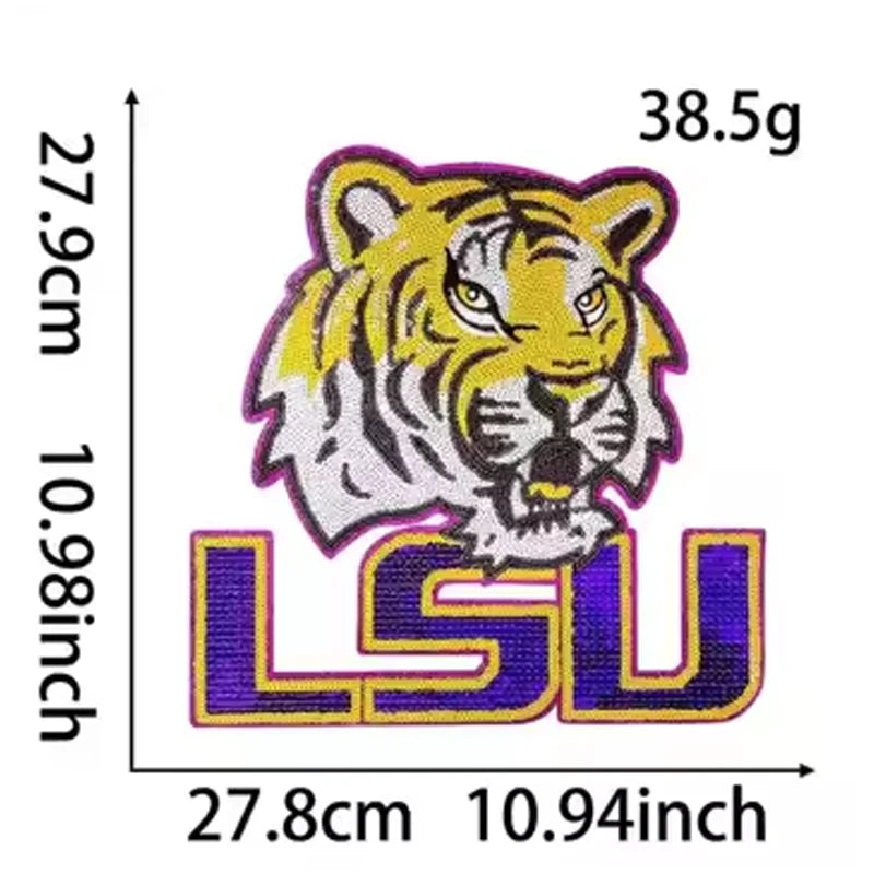 Purple Orange LSU TigerSequin Patches