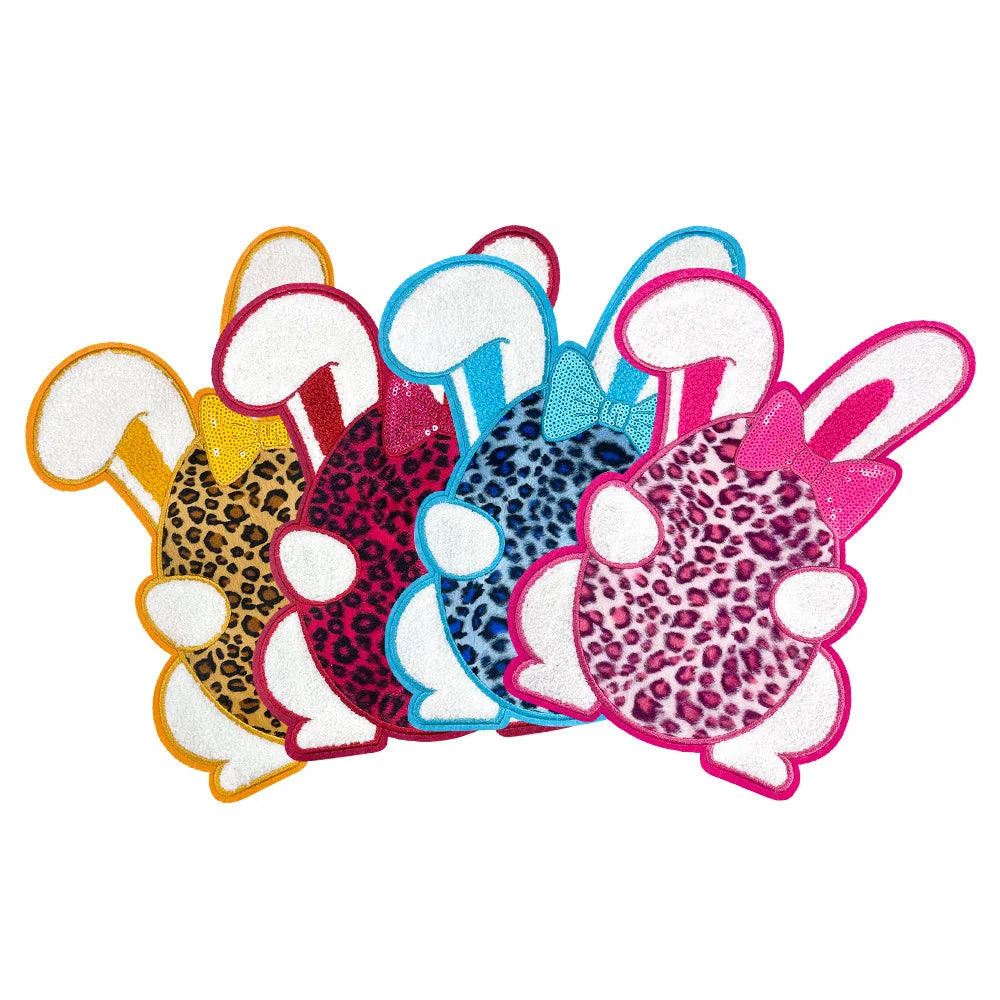 26.5CM Cute Pink Blue Bunny Ear Bow Chenille Patches