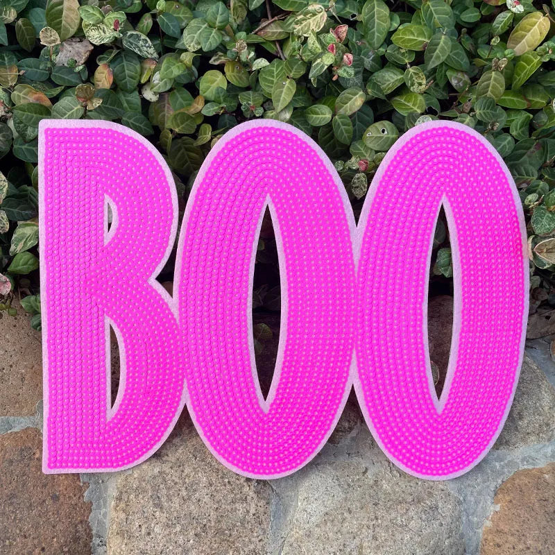 Wholesale Bling Big Sequin Letter Patch Iron on Holiday Halloween BOO Large Sequin Patches for Clothing Sweatshirts