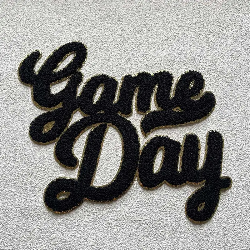 Wholesale Chenille Letter Patches Iron on Sequin Football Colorful 9.84IN Red Game Day Chenille Patches for Women Man Hoodies