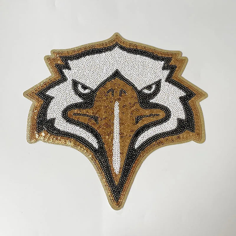 Wholesale Big Bling Sequin Patches Animal Mascot Eagles Iron on Patches for Adult Clothing Decoration Women Man