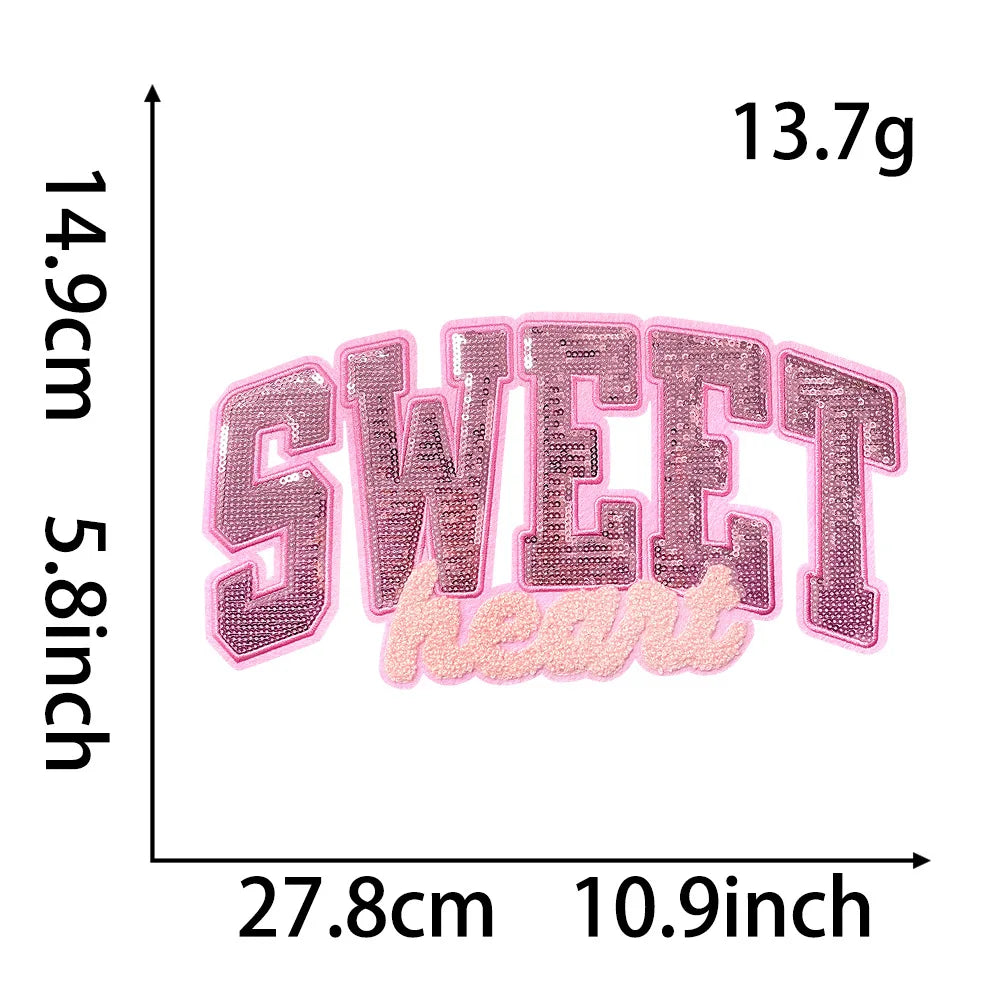 Wholesale Big Decorative New Year Patch Sweet Heart Word Iron on Sequin Patches Class of 2025 for Clothing Bag