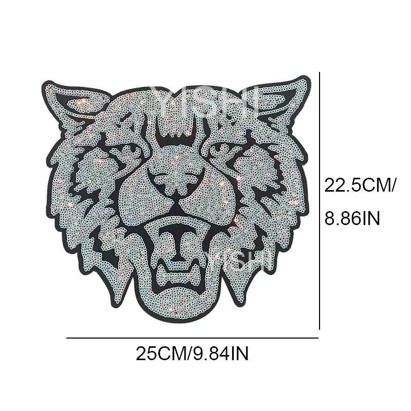 Trendy Large Sequin Patches Bulk Iron on Animal Man Women Sparkling Sequin Wildcats Patches for Clothing DIY