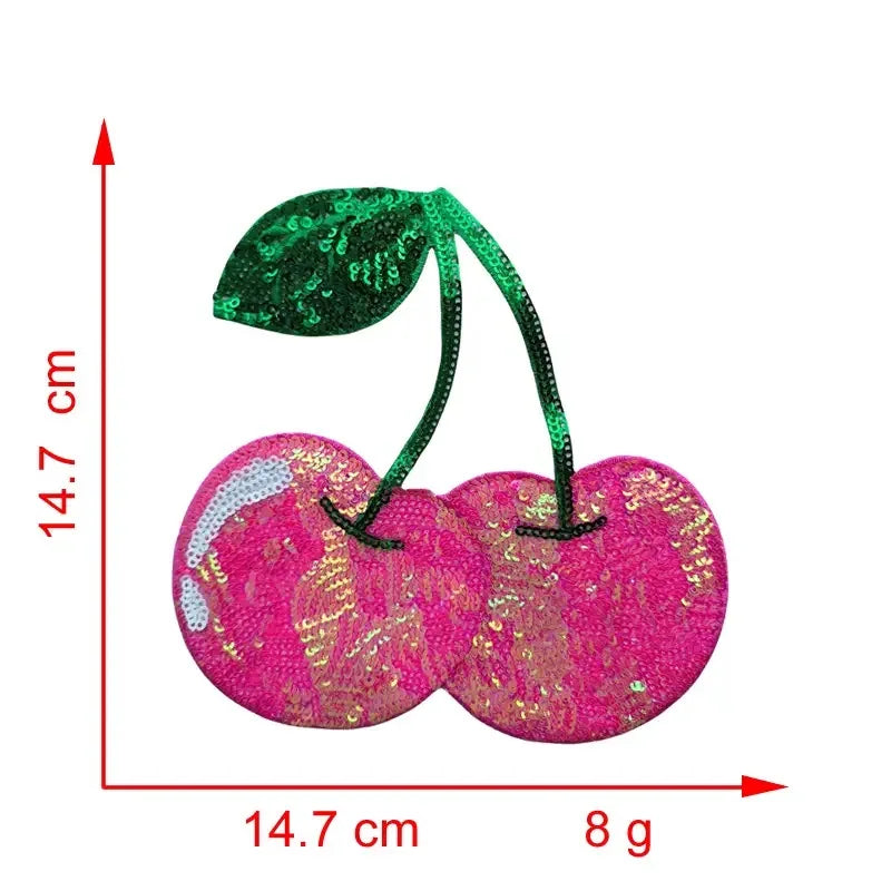 Wholesale Cute Valentine Sequin Patches Iron on Red Pink Heart Bow Cherry Sequin Patch for Women Girl Kid Sweaters Shirts Bag