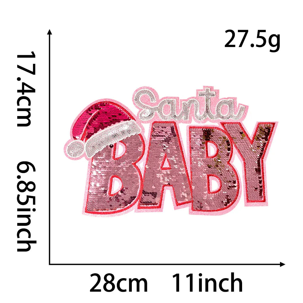 Wholesale Holly Jolly Bow Elk Tree Holiday Chenille Patches Heat Press Custom Sequin Christmas Iron on Patches for Women Man