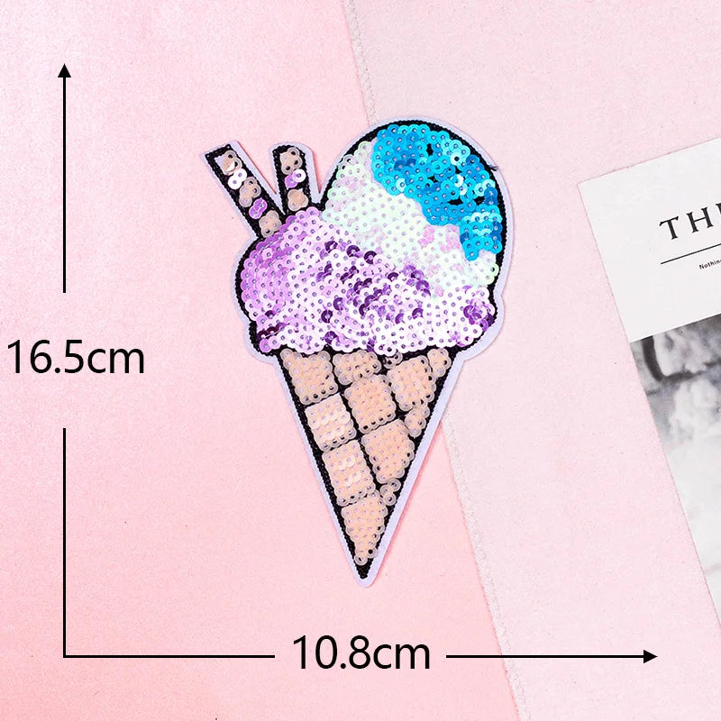 Trendy Sparkling Sequin Patches Iron on Cherry Watermelon Grape Shiny Fruit Sequin Patch for Girl Bag Pants Clothing Patches