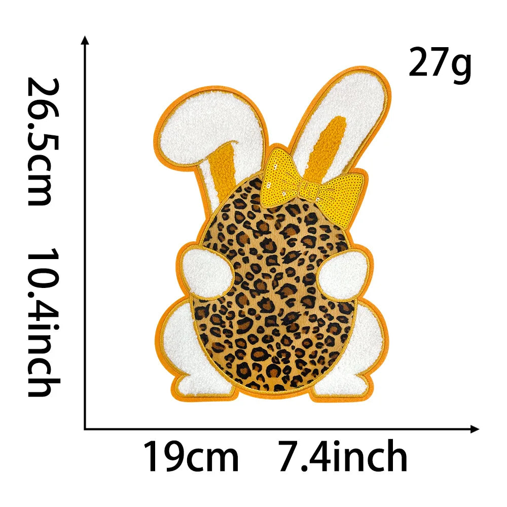 26.5CM Cute Pink Blue Bunny Ear Bow Chenille Patches