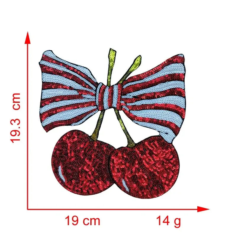 Wholesale Cute Valentine Sequin Patches Iron on Red Pink Heart Bow Cherry Sequin Patch for Women Girl Kid Sweaters Shirts Bag