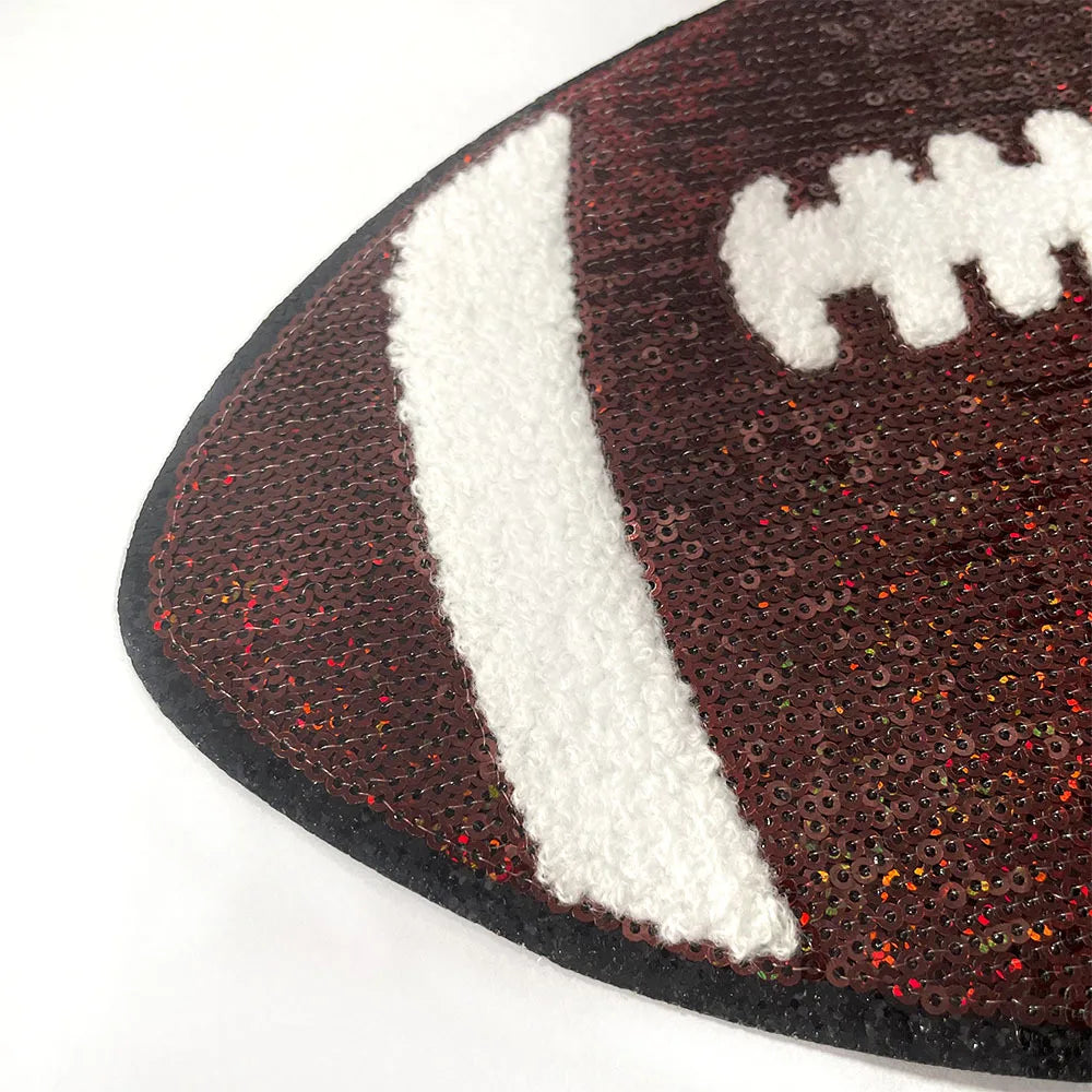 Trendy Game Day Chenille Sequin Football Iron on Patches Softball Baseball Soccer Tennis Ball Custom Sequin Patch for Clothing