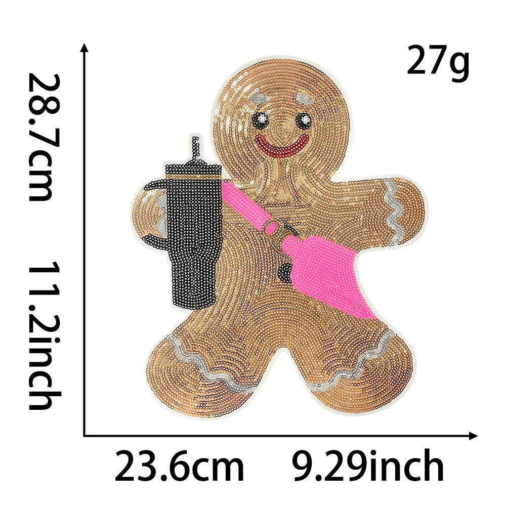Wholesale Holly Jolly Bow Elk Tree Holiday Chenille Patches Heat Press Custom Sequin Christmas Iron on Patches for Women Man