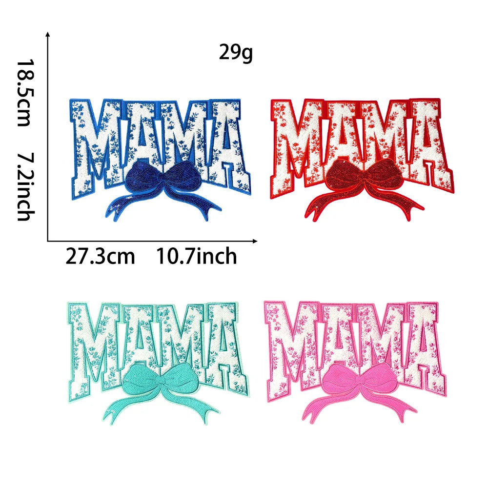 7.7IN Embroidery Floral MINI Patch Iron on Chenille Mama