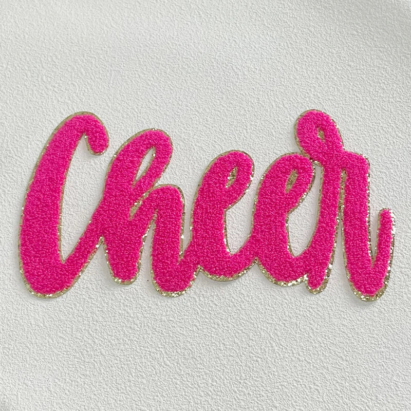 Wholesale Chenille Cheer Patches Iron on Letter Patches Girl Women Colorful Hot Pink 11'' Chenille Letter Patches for Clothing