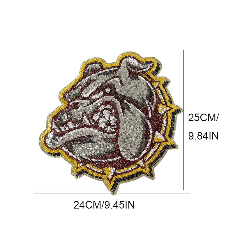 Wholesale Handmade Iron-on Bulldog Sequin Patches PVC and Felt Material for Adult Clothing Decoration for Men and Women