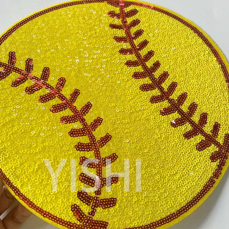 Wholesale Large Chenille Baseball Patch Iron on Custom Sport Sequin Basketball Football Patch for Hoodies Clothing Decoration