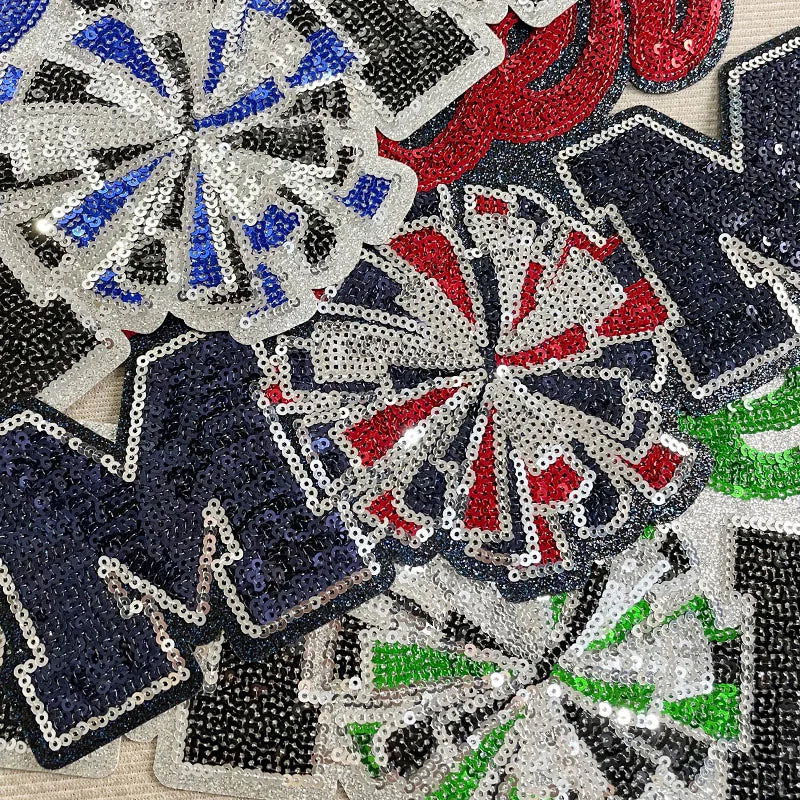 High Quality Clothing Decoration Summer Sequin Patches Custom Green Red Iron on Big Cheer MOM Patch for MAMA Clothes Bag Women