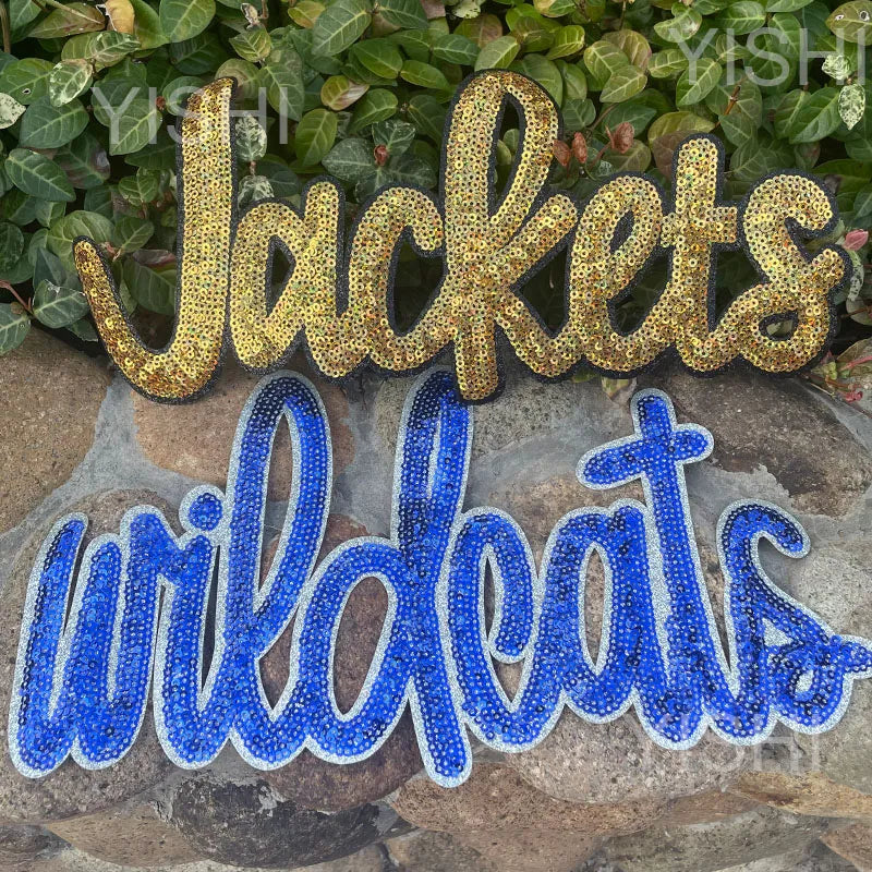 Fashion Iron on Large Sequin Patches Heat Press Wholesale Hoodie Clothing Sequin Letter Patches for Women Man Sweatshirt Jeans