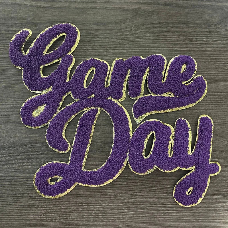 Wholesale Chenille Letter Patches Iron on Sequin Football Colorful 9.84IN Red Game Day Chenille Patches for Women Man Hoodies