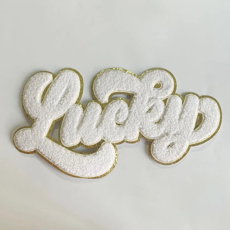 Wholesale 11 Inches St. Patrick's Day Big Chenille Patches Shirt Large Letter Patches Iron on Lucky Chenille Patch for Clothing