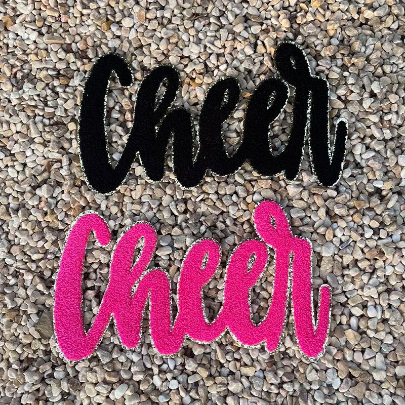 Wholesale Chenille Cheer Patches Iron on Letter Patches Girl Women Colorful Hot Pink 11'' Chenille Letter Patches for Clothing