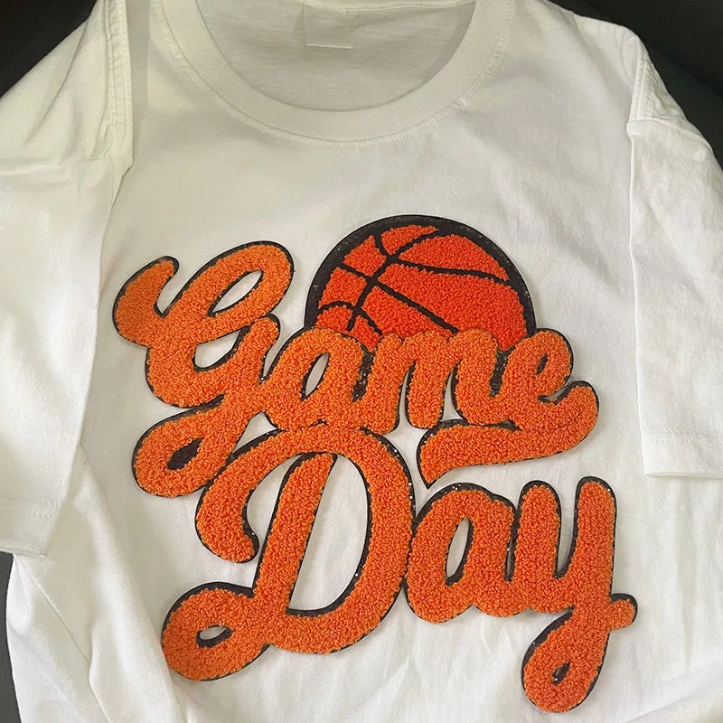 Fashion Large Sports Game Day Volleyball Soccer Softball Iron on Letter Patches Game Day Basketball Chenille Patch for Women Man