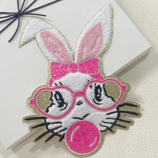 Wholesale Bunny Easter Patches Chenille Iron on Patches Women Clothing Sequin Easter Chenille Patches for Girl Sweatshirt