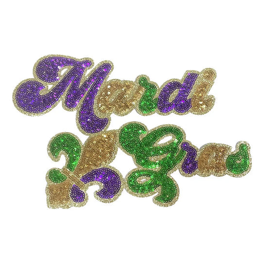 Fashion Large Sequin Mardi Gras Patches Iron on Wholesale Mardi Gras Sequin Patch for Women Man Sweatshirt Hoodie Clothing