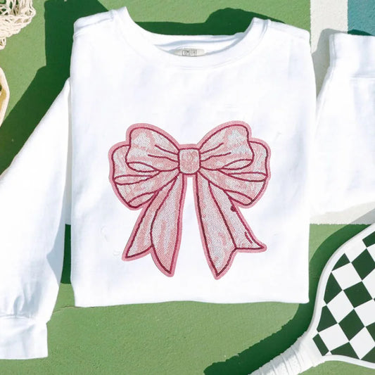Big Pink Sequin Bow Patch
