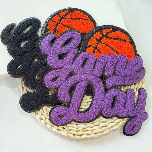 Trendy Iron on Large Chenille Letter Patches Hoodie Clothing Sport Basketball Game Day Chenille Patch for Man Women