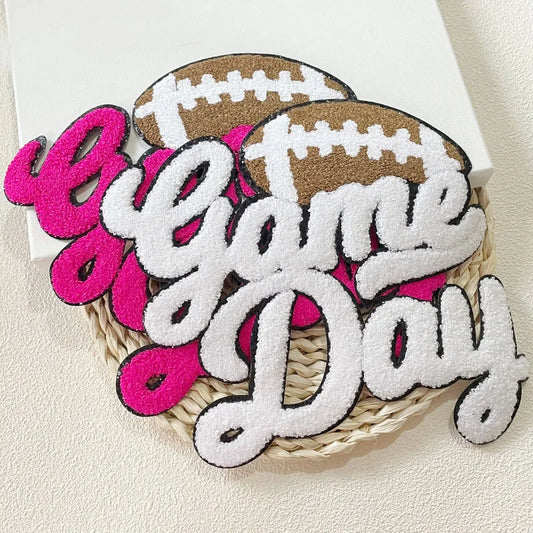 Popular Large 7 Colors Sport Chenille Letter Patches Iron on Sweatshirt Football Game Day Chenille Patches for Man Women