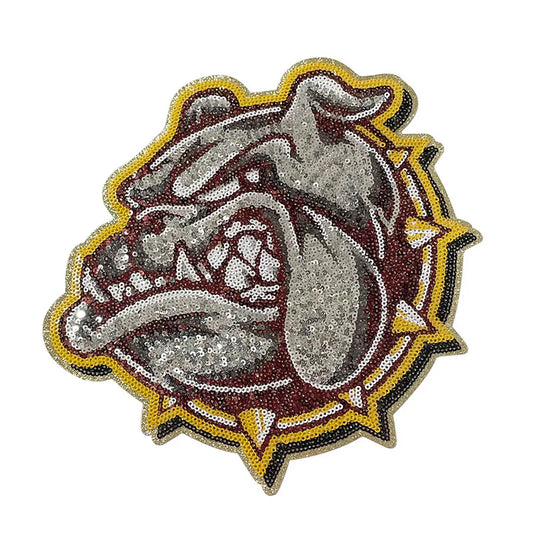 Wholesale Handmade Iron-on Bulldog Sequin Patches PVC and Felt Material for Adult Clothing Decoration for Men and Women