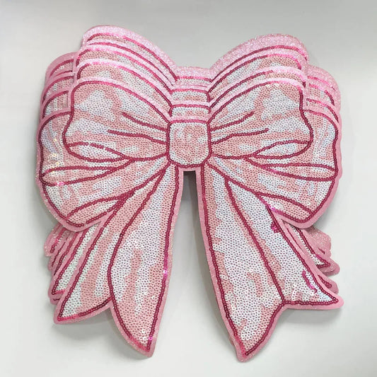 Big Pink Sequin Bow Patch