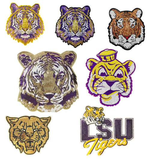 Purple Orange LSU TigerSequin Patches