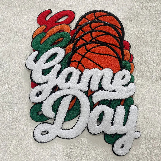 Fashion Large Sports Game Day Volleyball Soccer Softball Iron on Letter Patches Game Day Basketball Chenille Patch for Women Man