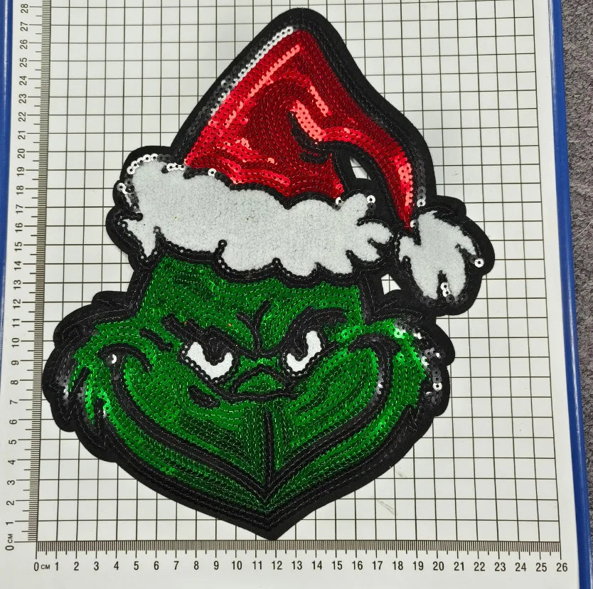 Wholesale Holly Jolly Bow Elk Tree Holiday Chenille Patches Heat Press Custom Sequin Christmas Iron on Patches for Women Man