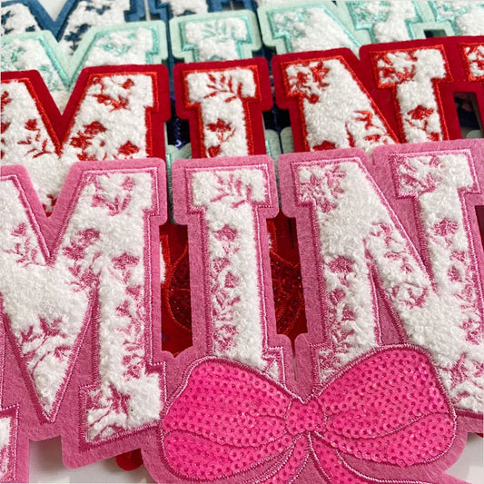 7.7IN Embroidery Floral MINI Patch Iron on Chenille Mama