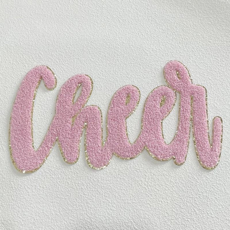 Wholesale Chenille Cheer Patches Iron on Letter Patches Girl Women Colorful Hot Pink 11'' Chenille Letter Patches for Clothing