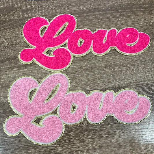 Trendy XOXO Chenille Patch Sequin Patches Colorful Letter LOVE Iron on Valentine's Chenille Patch for Clothing