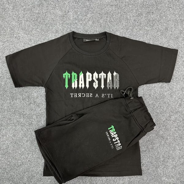 612-Trapstar t shirt and short black - Image 2